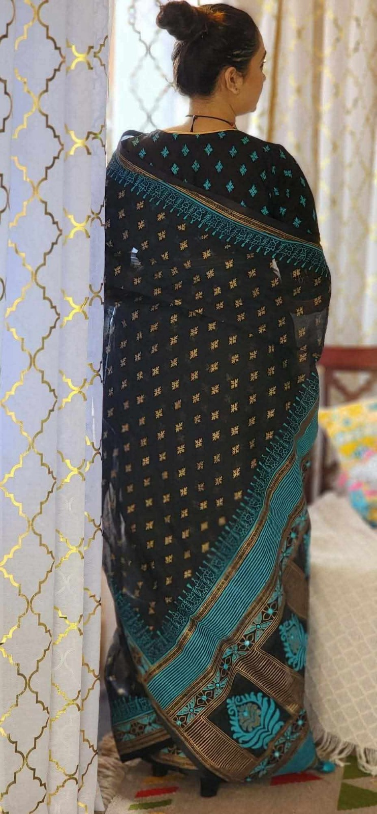 Exclusive Skin Print Saree With Dollar Work - Image 3