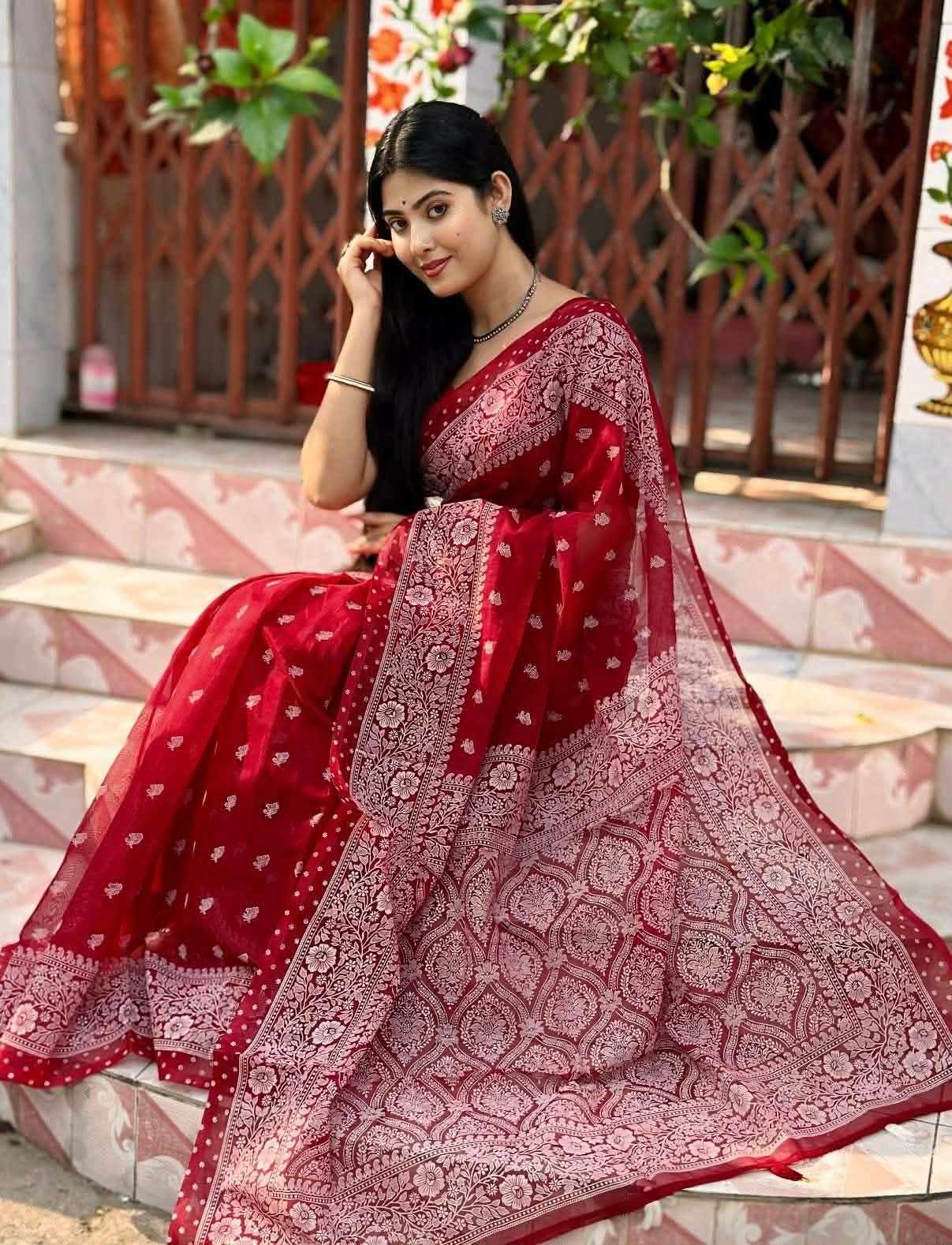 Banarasi Motif Skin Print Saree